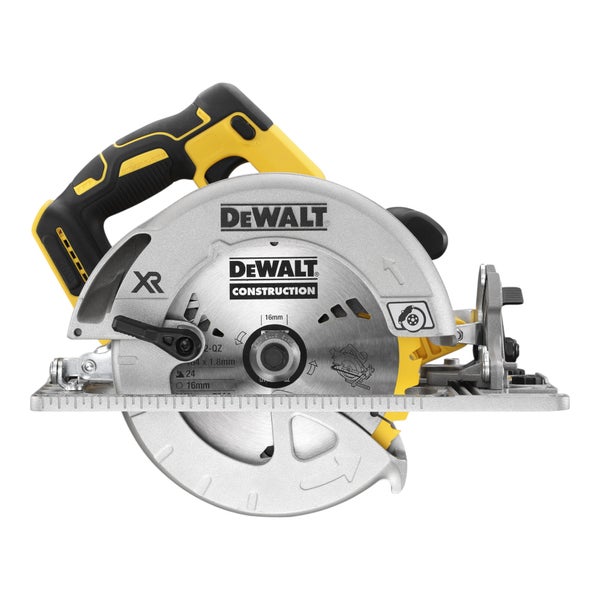 DeWalt Akku-Handkreissäge XR Brushless mit 184 Millimeter Sägeblatt und ergonomischem Handgriff.