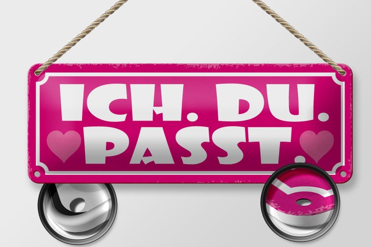 Blechschild Spruch 27x10cm ich du passt Herz Liebe Dekoration