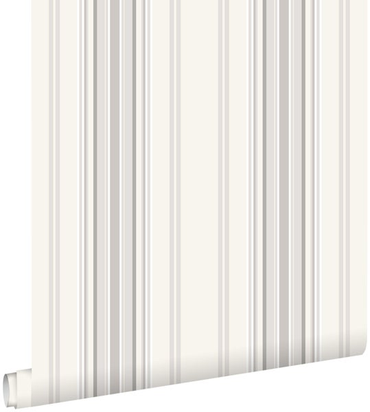 ESTAhome Tapete Streifen Grau und Beige - 53 cm x 10,05 m - 138805