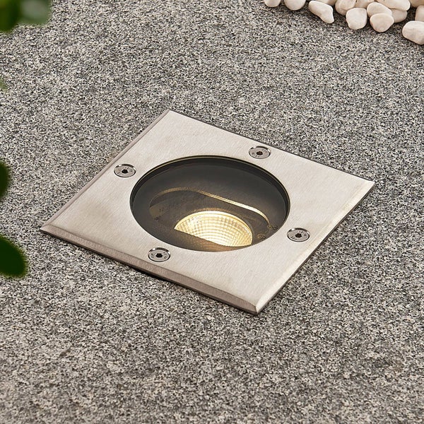 Lucande LED Bodeneinbauleuchte Doris (wasserdicht (Modern) in Alu aus Aluminium (1 flammig, ) - Außenleuchte für Garten Terasse Balkon & Haus
