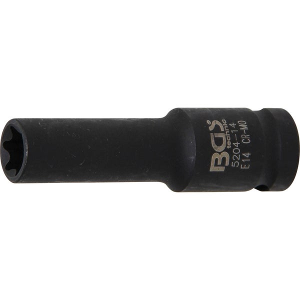 BGS Kraft-Steckschlüssel-Einsatz E-Profil, tief Antrieb Innenvierkant 12,5 mm (1/2) SW E14 mm - 5204-14