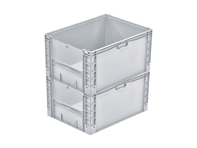 PROREGAL SparSet 2x Euro-Norm Großbehälter Insight Cover HxBxT 42 x 60 x 80 cm 168 Liter Grau Eurobehälter Transportbox