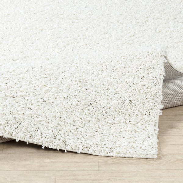 Moderner Hochfloriger Runder Shaggy Teppich Weiß Ø 120 cm LILLY