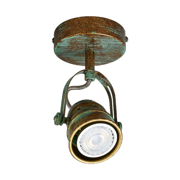 Lindby Wandlampe Grünspanoptik, Deckenlampe drehbar und schwenkbar Wandstrahler Deckenstrahler 1x GU10 ohne Leuchtmittel Spot Strahler