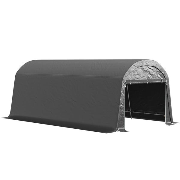 Outsunny Gerätehaus für Fahrräder, wasserdicht Gerätezelt mit Tür, Anti-Staub-Fahrradabdeckung, Unterstand, Foliengerätehaus Fahrradschuppen Fahradgarage für Garten 300x600x230 cm, Dunkelgrau