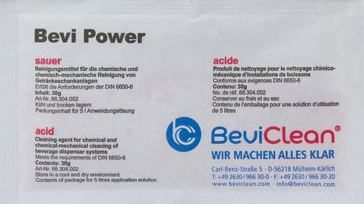 Bevi Power Reinigungsmittel Beutel 30 Gramm für Getränkeschankanlagen