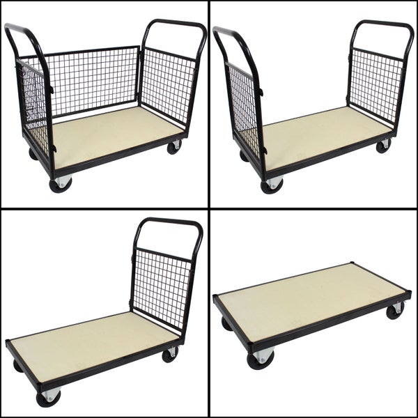 Gitterwagen Plattformwagen 500 kg 119x67x107cm Vierwandwagen Transportwagen Gitterrollwagen Bremse