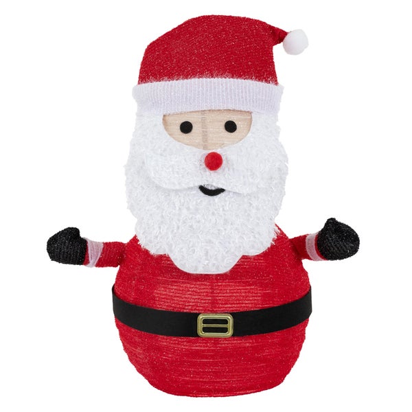 ECD Germany LED Weihnachtsmann mit Mütze, Bart & Handschuhe, 68cm hoch, Gartenfigur mit 30 warmweißen LEDs beleuchtet, Timer, batteriebetrieben, Innen/Außen, zusammenfaltbar, Dekofigur Weihnachtsdeko