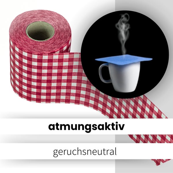 Sensalux Tischläufer, Länge: 25m, stoffähnliches Vlies, Breite: 15cm, Karomuster, Weiß-Rot