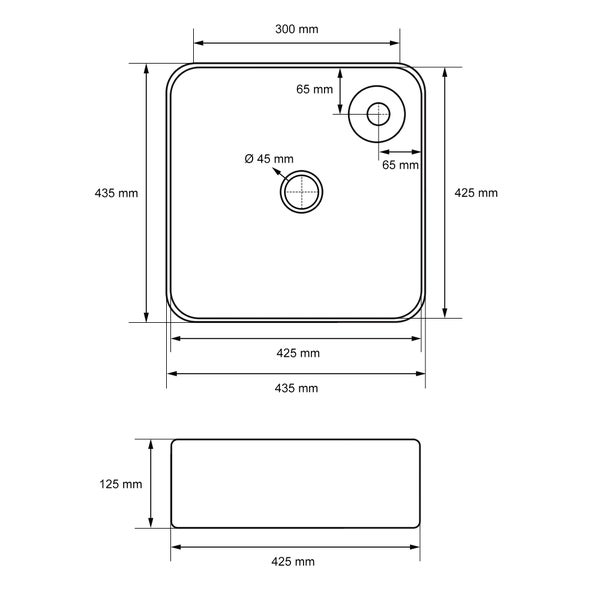 ECD Germany Waschbecken Waschtisch 435x435x125 mm aus Keramik Weiß inkl. Ablaufgarnitur für Waschbecken ohne Überlauf Aufsatzbecken Aufsatzwaschbecken Aufsatzwaschtisch Waschschale Spülbecken Becken