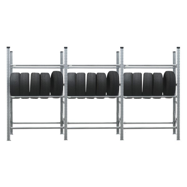 Metallregal zur Reifenlagerung, 200 cm hoch und 370 cm breit