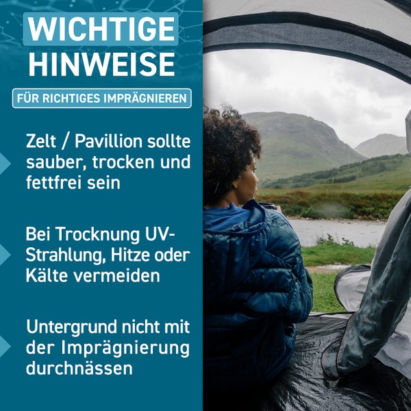 PLINTEX® 580ml Zelt & Pavillon Imprägnierung | Imprägnierspray für Zelte, Markisen, Sonnenschirm oder Pavillons | effektiver Flächen- & Nahtdichter für Zelte | dermatologisch getestet & atmungsaktiv