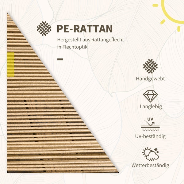 Outsunny Rattan Gartenmöbel-Set, 3-TLG. Sitzgruppe, inkl. Couchtisch und 2 Stühle, Bistro-Set mit Kissen, Balkonmöbel für Terrasse, Balkon, Stahl, Sand+Dunkelgrau