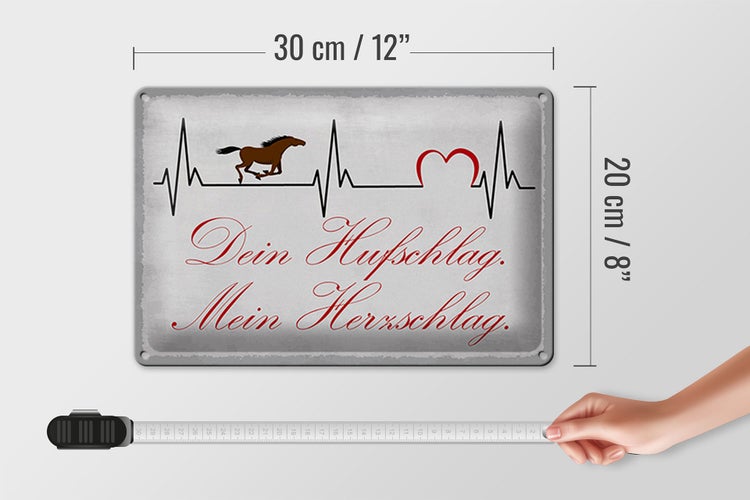 Blechschild Spruch 30x20cm Pferd dein Hufschlag Herzschlag
