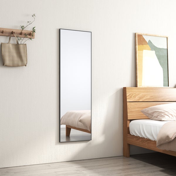 EMKE Standspiegel 120 x 37 cm, HD-Ganzkörperspiegel, Schwarz, Für Ankleidezimmer, Bodenstehend oder Wandmontage, Rechteckig mit Haken