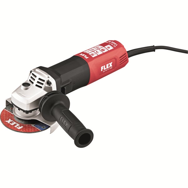 Winkelschleifer Flex LE 15-11 125 mit 1500 Watt und Zusatzhandgriff für präzises Schleifen und Trennen von Metall und Stein.