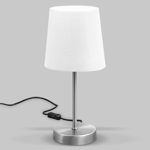 Nachttischlampe - mit Schalter, Stoff, max. 25W, E14 Fassung, weiß