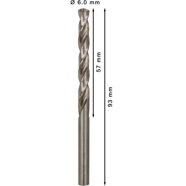 Bosch PRO Metal HSS-G Spiralbohrer 6 x 57 x 93 mm - 2608595066