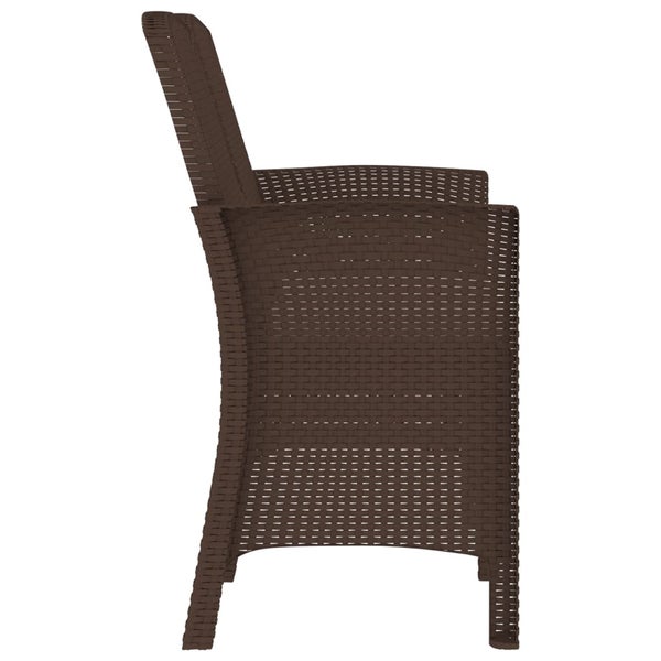 Gartenbank 2-Sitzer mit Kissen PP-Rattan Braun