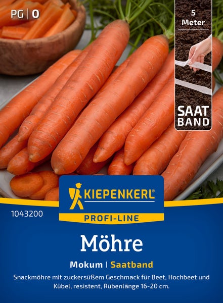 Kiepenkerl Saatband Snackmöhre Mokum für Beete und Kübel, 5 Meter