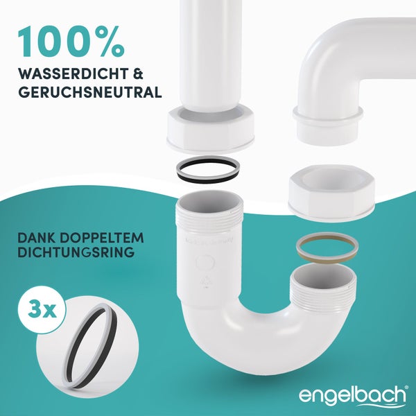 Engelbach® Raumsparsiphon für Waschbecken - Siphon 1 1/4 x 32mm inkl. Video-Anleitung