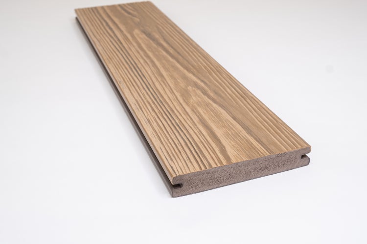 GartenLand WPC Terrassendiele Nova 21 x 140 x 4000 mm Garapa-Multicolor Geprägte Holzstruktur Co-Extrudiert Massivprofil