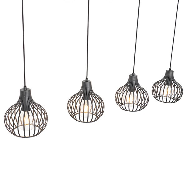 Hängelampe mit vier Leuchten in Käfigoptik