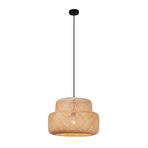 Hängelampe aus Bambus mit schwarzem Baldachin