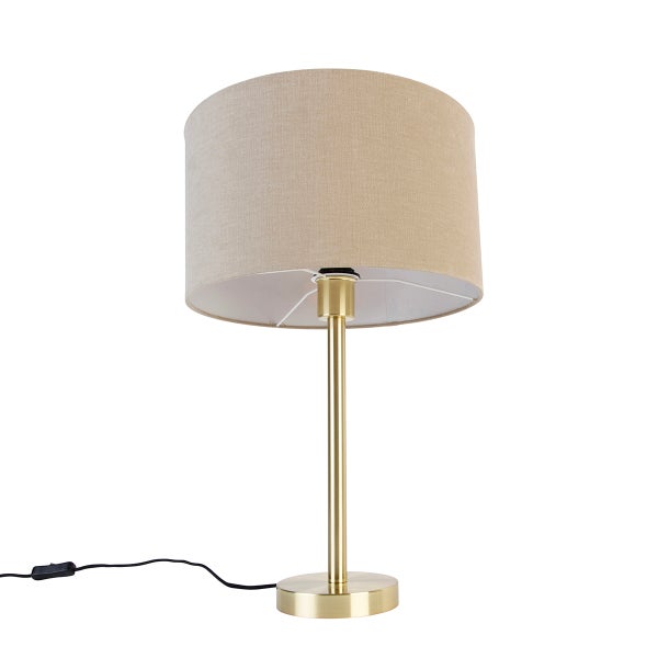 Tischleuchte mit Stoffschirm und Metallfuß
