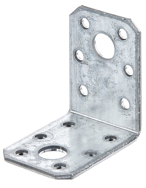 Winkelverbinder aus verzinktem Stahl mit Lochung zur stabilen Holzverbindung