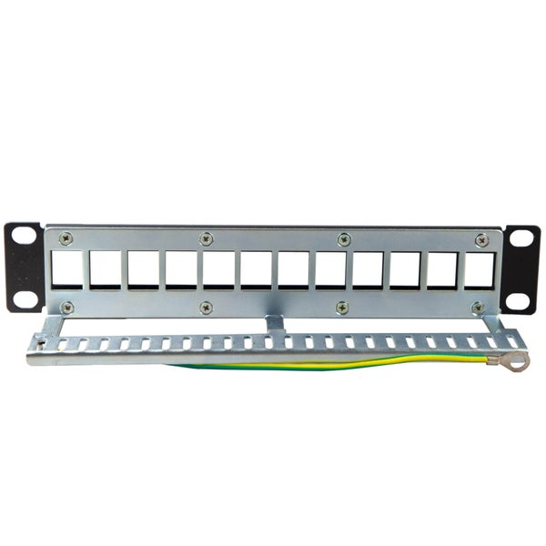 ProfiPatch Patchpanel Patchfeld 10 Zoll 12 Port Verteilerfeld für Keystone Module Rackeinbau 1HE schwarz
