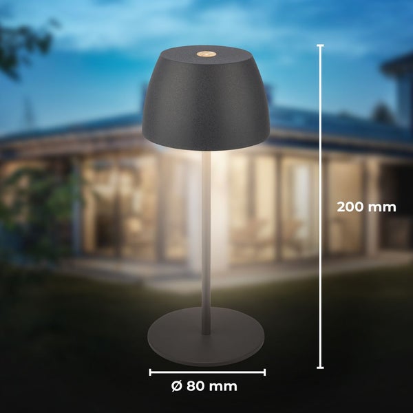 Tischlampe - 2,5W, 150lm, akku, led, dimmbar, warmweiß, anthrazit