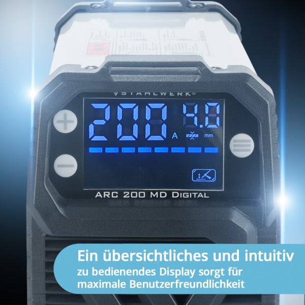 STAHLWERK Schweißgerät ARC 200 MD Digital - DC MMA Lift-TIG Inverter 200 Ampere