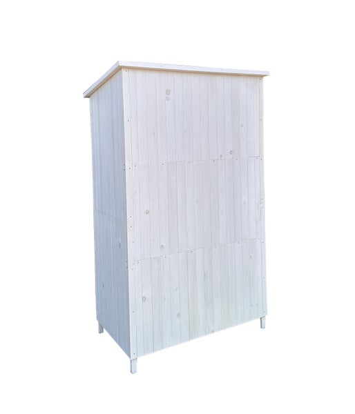 Moderner Gartenschrank TONI mit zwei großen Bullaugen, weiß, 118 x 70 x 190 cm