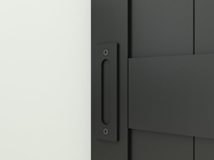 Holzschiebetür Komplettset Scheunentor schwarz Doppelflügelig Beschlag in schwarz - 1800x2150mm