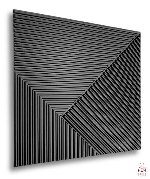 3D Wandpaneel 50x50 cm – PVC Kunststoff in realistischer 3D Optik – Reliefdesign D168 Schwarz