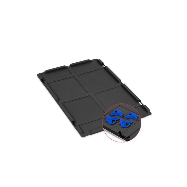PROREGAL SparSet 10x Eurobox NextGen Color mit Auflagedeckel und Schiebeschnappverschlüsse, HxBxT 12x40x60cm, 23 Liter, Schwarz, Griffe blau geschlossen, Eurobehälter, Transportbox, Transportbehälter, Stapelbehälter