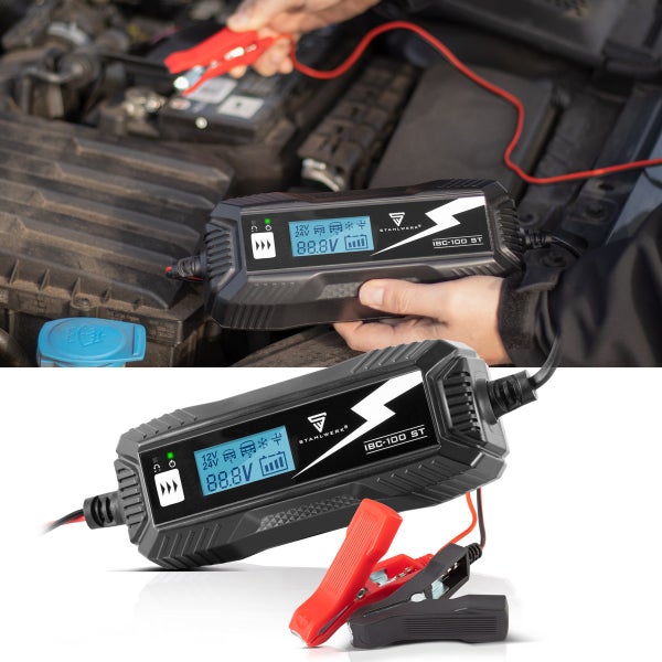 Batterieladegerät mit Ladekabel und Klemmen