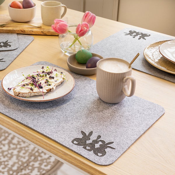 FRANK FLECHTWAREN | Platzmatte Hasentrio, 4er Set, POLYESTER, 30 x 45 cm