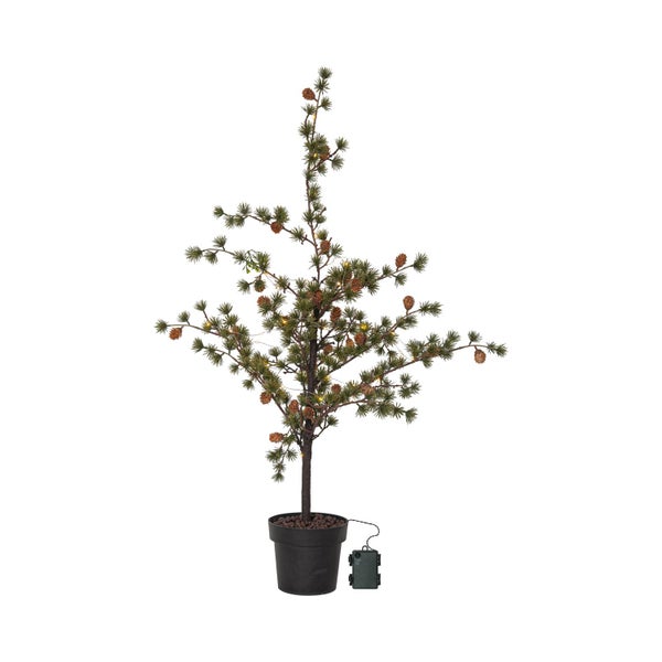 Künstlicher Nadelbaum mit Topf und Beleuchtung