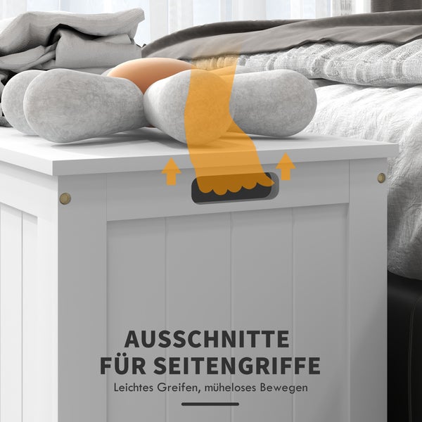 HOMCOM Truhe, Aufbewahrungsbox, Auflagenbox mit Griff, Gerätetruhe mit Deckel, für Wohzimmer, Schlafzimmer, Weiß, 81 x 40 x 46 cm