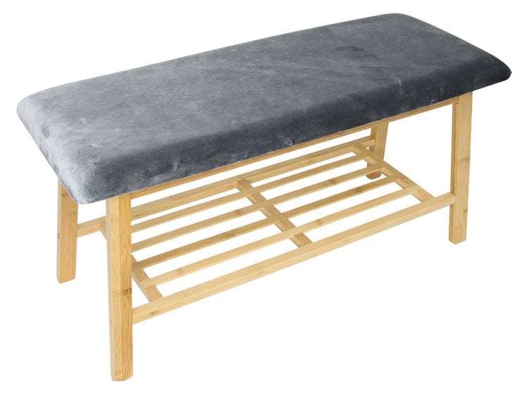 FRANK FLECHTWAREN | Sitzbank Modern, BAMBUS, POLYESTER, MDF, SCHAUMSTOFF, 90 x 34 x 45 cm