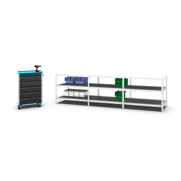 PROREGAL Fachbodenregal Schraubsystem Light-Duty Grundregal HxBxT 80 x 100 x 60 cm 3 Ebenen Fachlast 125 kg Beidseitig Nutzbar Lichtgrau
