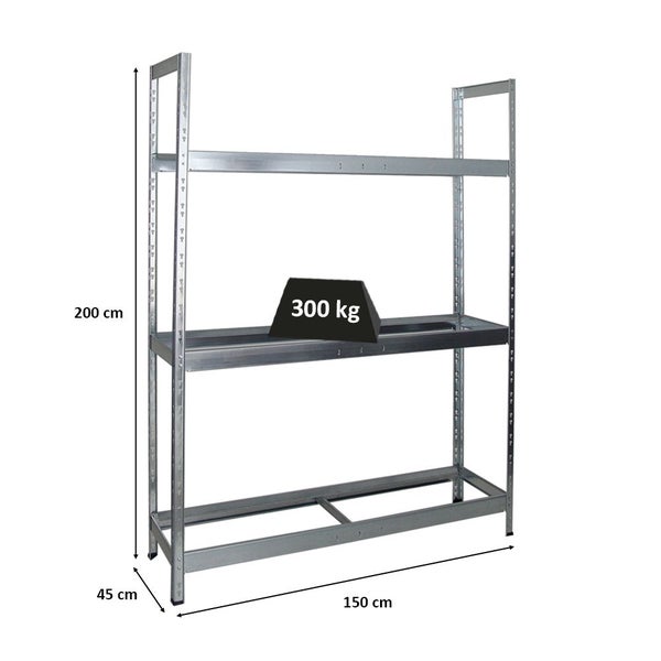 PROREGAL Reifenregal Tiger XL HxBxT 200 x 150 x 45 cm bis zu 18 Reifen auf 3 Ebenen Verzinkt