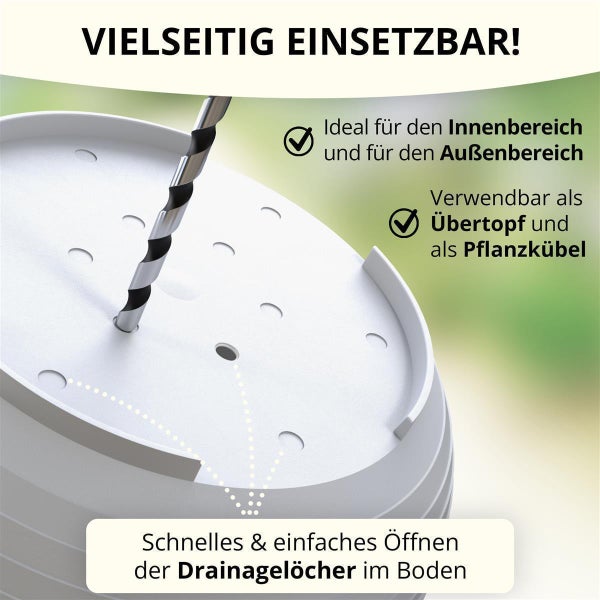 Plastard Blumentopf 3er Set mit Untersetzer Weiß 14 x 11.5 cm Pflanzkübel für Innen und Außen