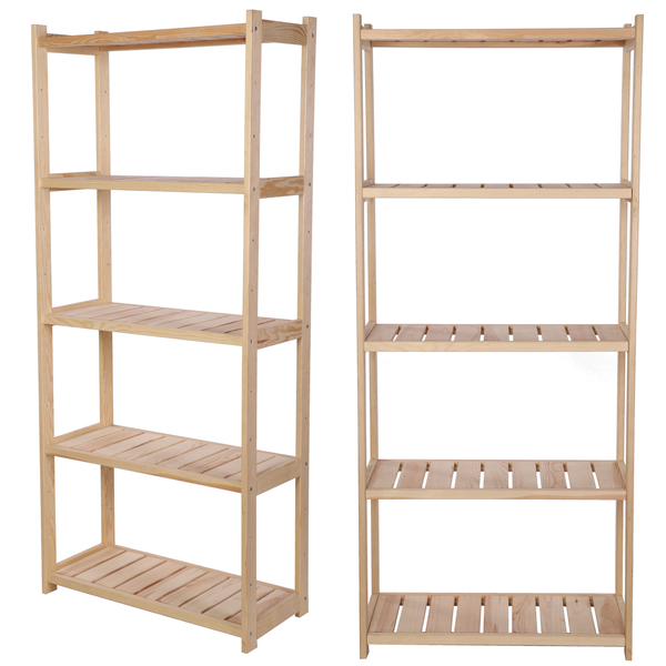 PROREGAL Holzregal SPREEWALD HxBxT 163x70x33cm 5 Ebenen Massives Kiefernholz Natur