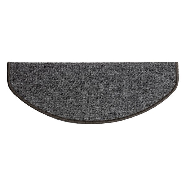 FLOORDIREKT Stufenmatte London - mit Umkettelung - Dunkelgrau - Halbrund - 23,5 x 65 cm
