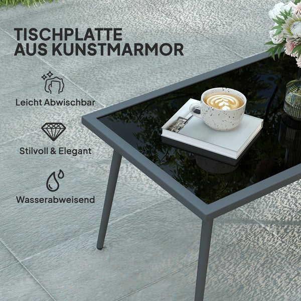 Outsunny Gartenmöbel Set 4 Personen wetterfest Balkonmöbel-Set mit 2er Sofa, Sessel Glastisch Sitzkissen Outdoor Sitzgruppe Gartengarnitur Gartenlounge für Garten Balkon Hellgrau