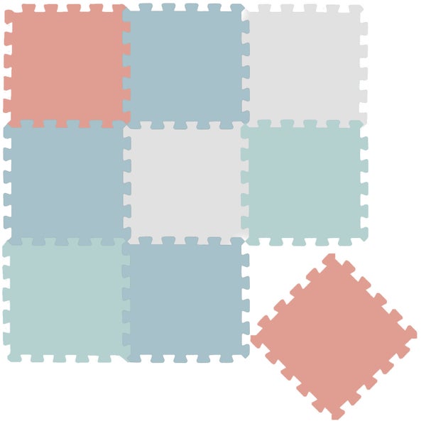 Quadratische Spielmatte aus Schaumstoff als Puzzlematte für Kinder in verschiedenen Pastelltönen