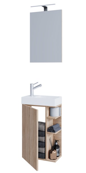 2-tlg Gäste WC Badmöbel Waschtisch Lumia Spiegel